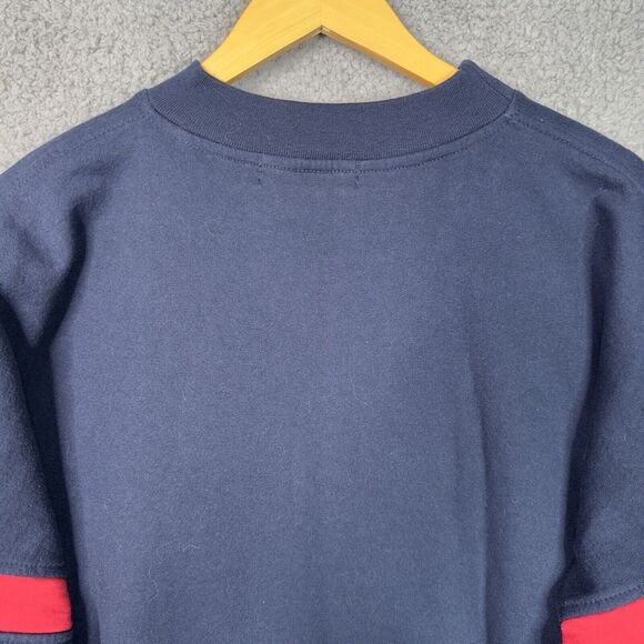 VTG 80s Surpiqûre Sweatshirt Navy Red Geometric Men’s L / Women’s XL Oversized - Picture 8 of 12